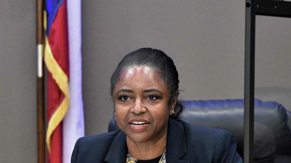 Board Vice President Martina Dixon speaks during a Humble ISD board meeting March 9, 2021, in Humble, Texas. She expressed her gratitude for district's continued success in following the CDC's safety protocols regarding the cleaning requirements within Humble ISD reducing the number of positive cases.