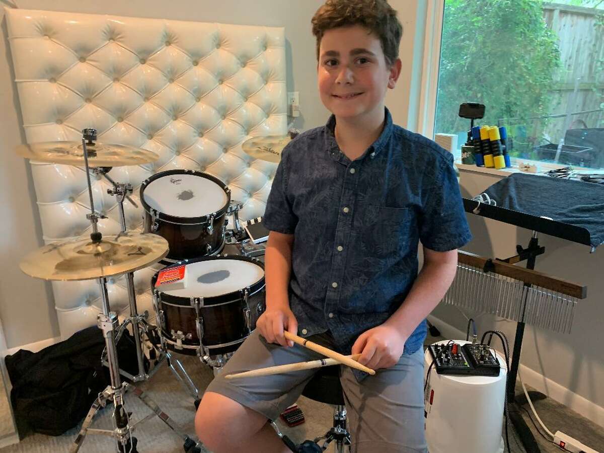 Solomon Levin, 13, is the drummer for the four-member middle school band Mitzvah City Limits who will be performing at Evelyn’s Park on October 1 at 5 p.m.