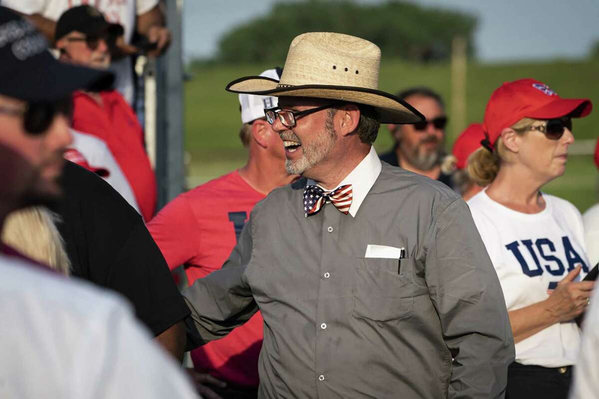 Douglas Frank appears at a rally for former president Donald Trump in Ohio in June.