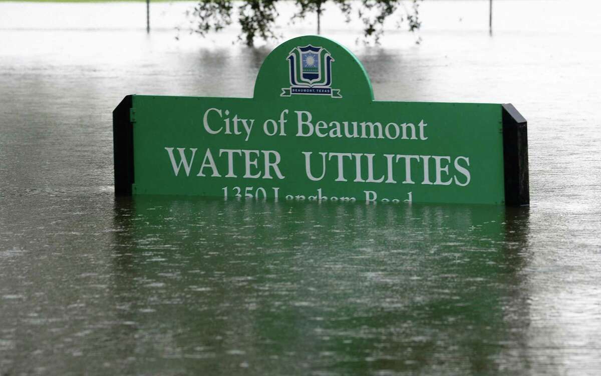 A Beaumont water utility sign flooded by Tropical Storm Imelda. Photo taken Thursday, 9/19/19