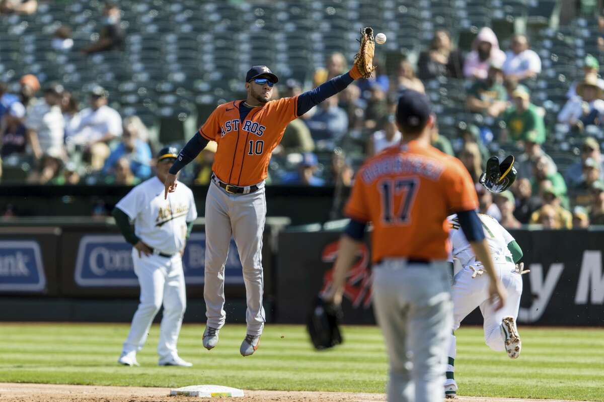 First baseman Yuli Gurriel of the Houston Astros drops a foul pop hit  News Photo - Getty Images