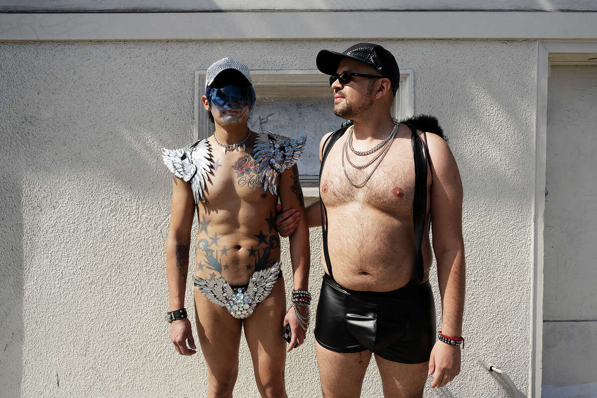 Isidro and Juan Carlos at the Folsom Street Fair in San Francisco, Calif. on Sept. 26, 2021.