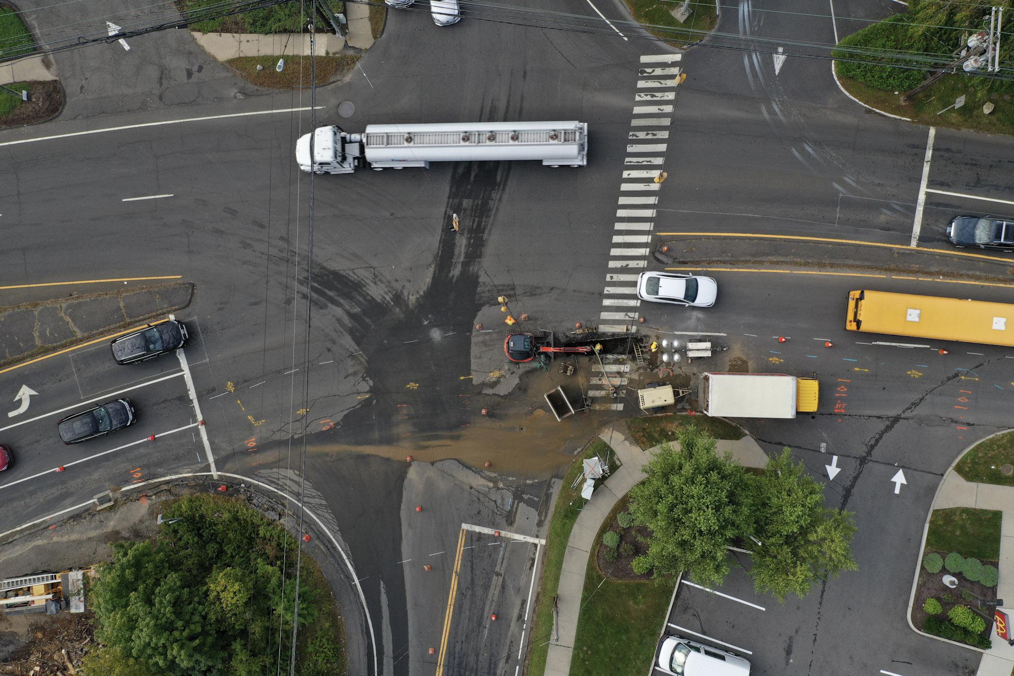Water main break causes road closure, delays in Westport