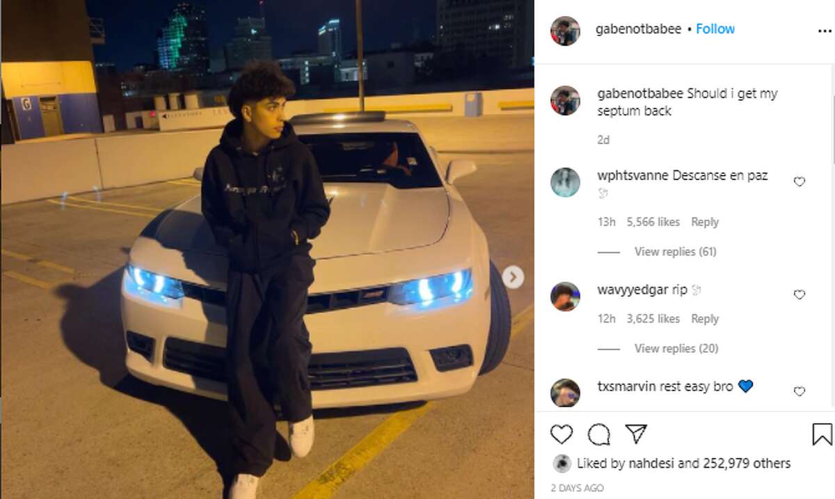 TikTok star Gabriel Salazar, 19, died Sunday in a car crash, according to friends and family members. This was Salazar's last Instagram post from Sept. 24.
