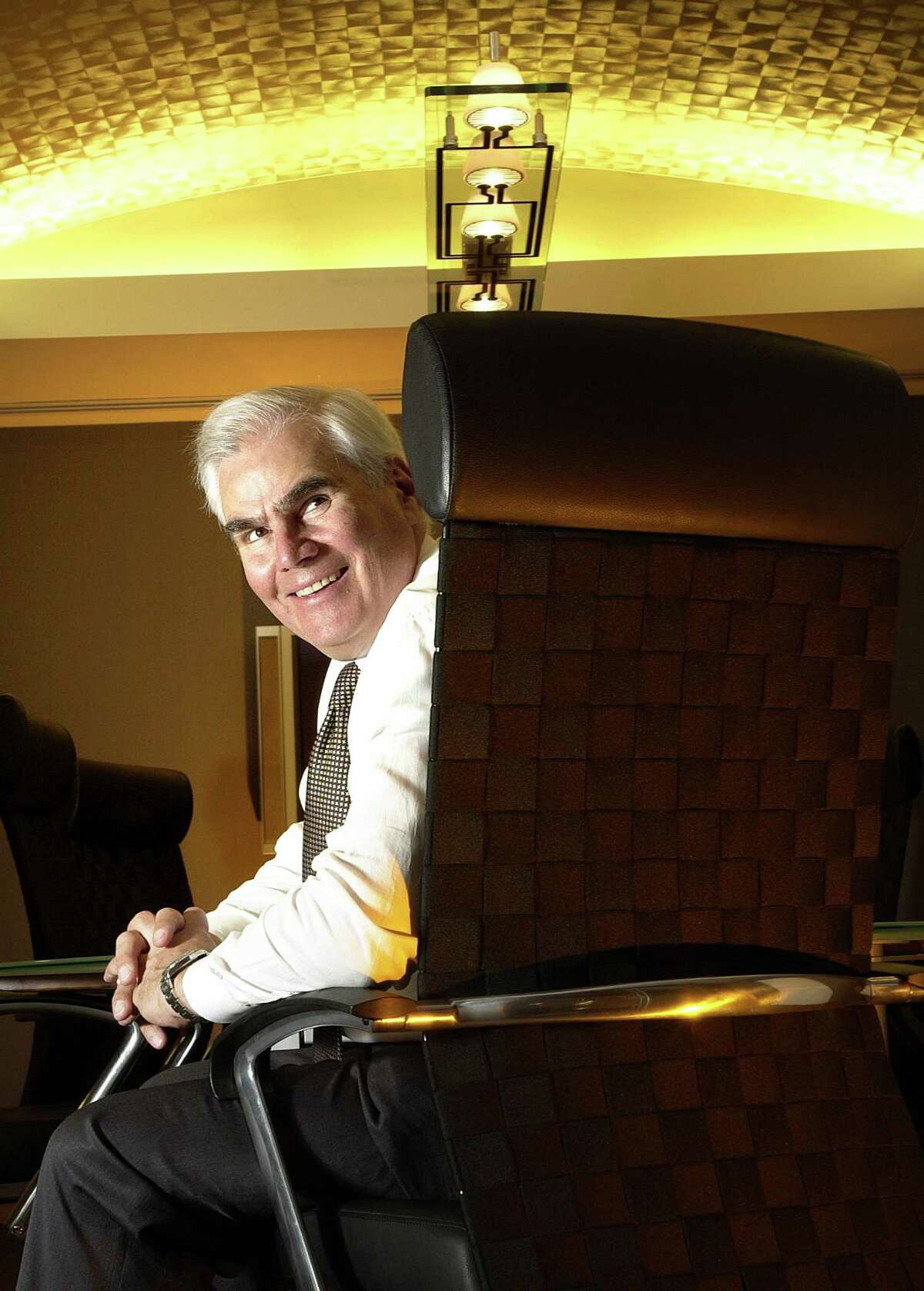 Developer Robert Scinto, Shelton's largest taxpayer, in a conference room at his offices at the Corporate Tower on One Corporate Drive.