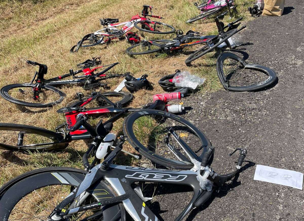 All that remained after the wreck were mangled bicycles. 