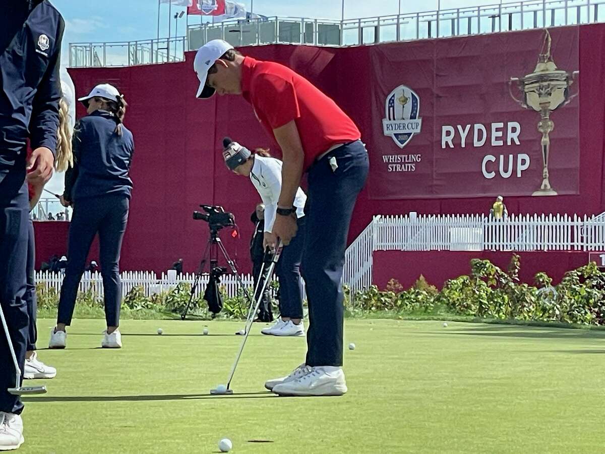 Milford's Ben James putts on the practice green at Whistling Straits last week. James qualified for the U.S. Junior Ryder Cup team.