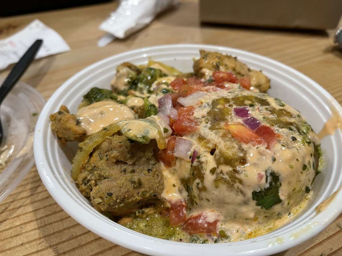 Adobo chicken mofongo from MofonGo in Hartford, New Britain, and Windsor.
