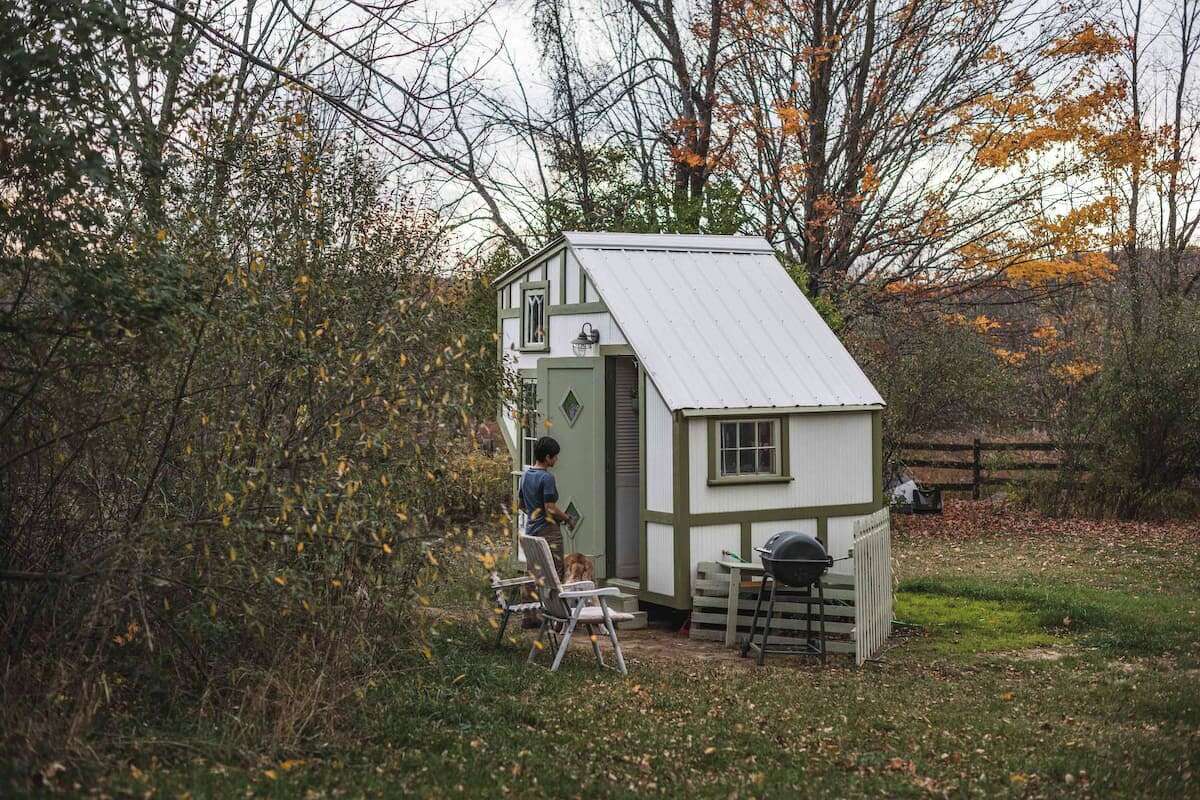 This small house is located between a horse pasture and vineyards.