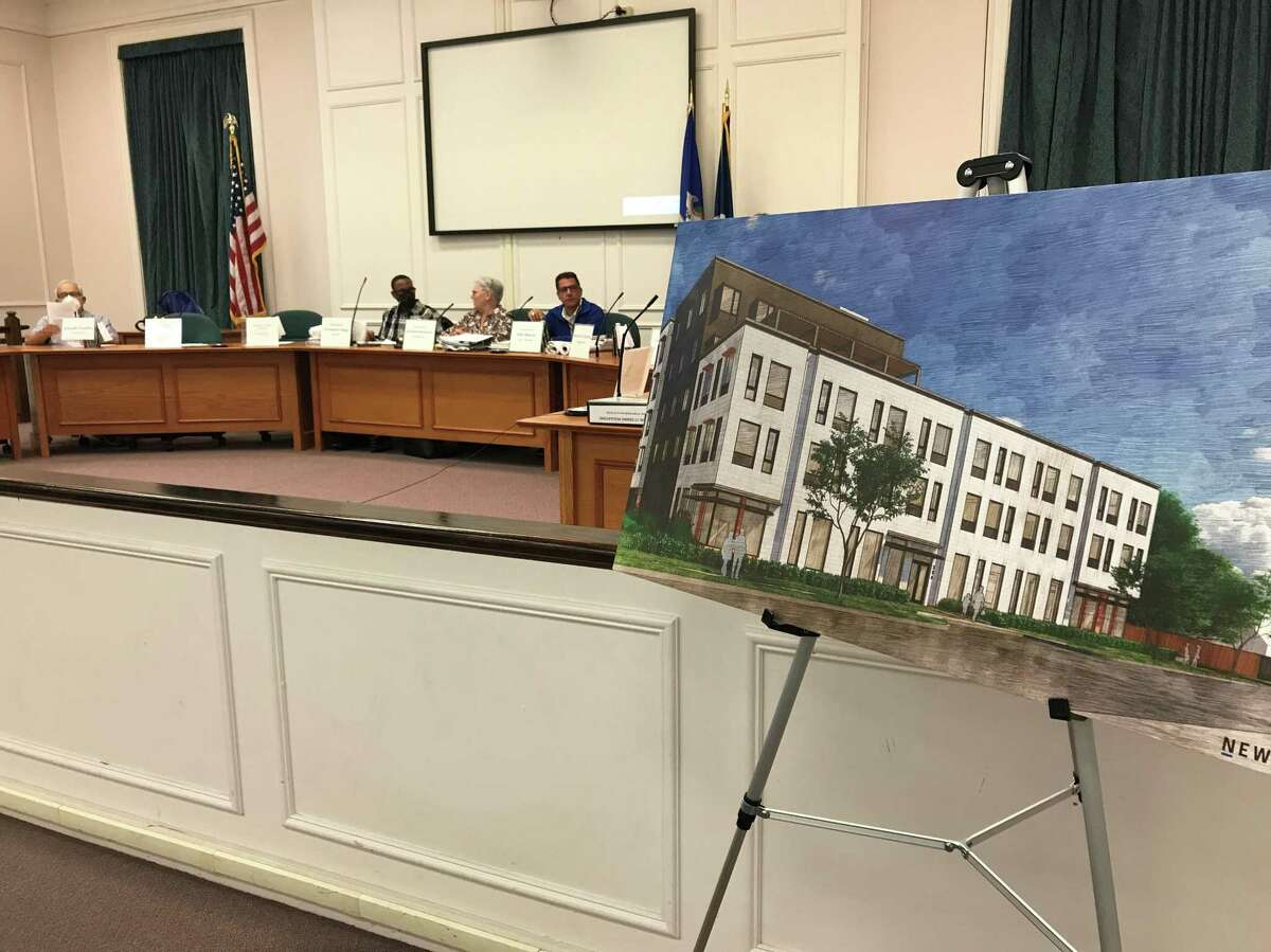 A visualization of the street view for a proposed development on Washington Ave. in West Haven at a Sept. 29, 2021 meeting of the West Haven Planning and Zoning Commission.