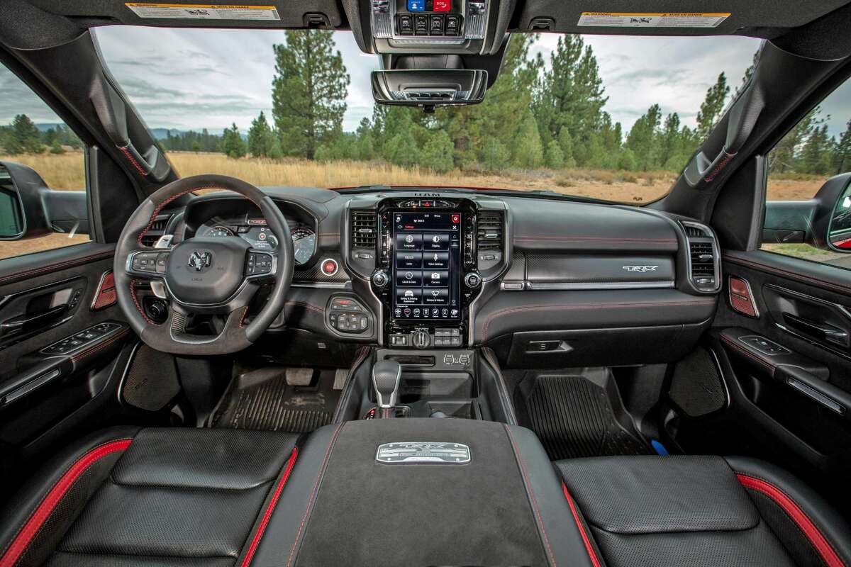 The dash of the 2021 Ram 1500 TRX looks much  similar  that of an airplane than a truck. This peculiar   Ram unit  cab exemplary  seats up   to five, and has much  powerfulness  than 1  would ever   need.