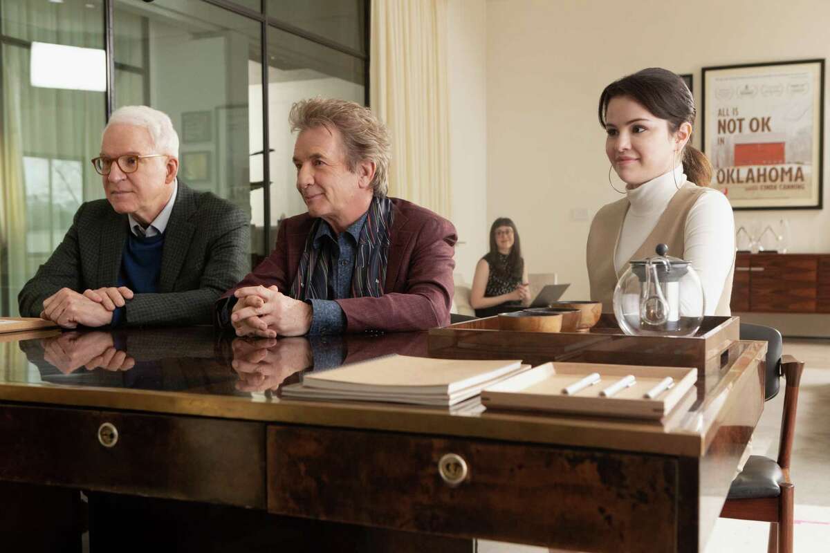 Steve Martin, Martin Short and Selena Gomez in a still from "Only Murders in the Building."