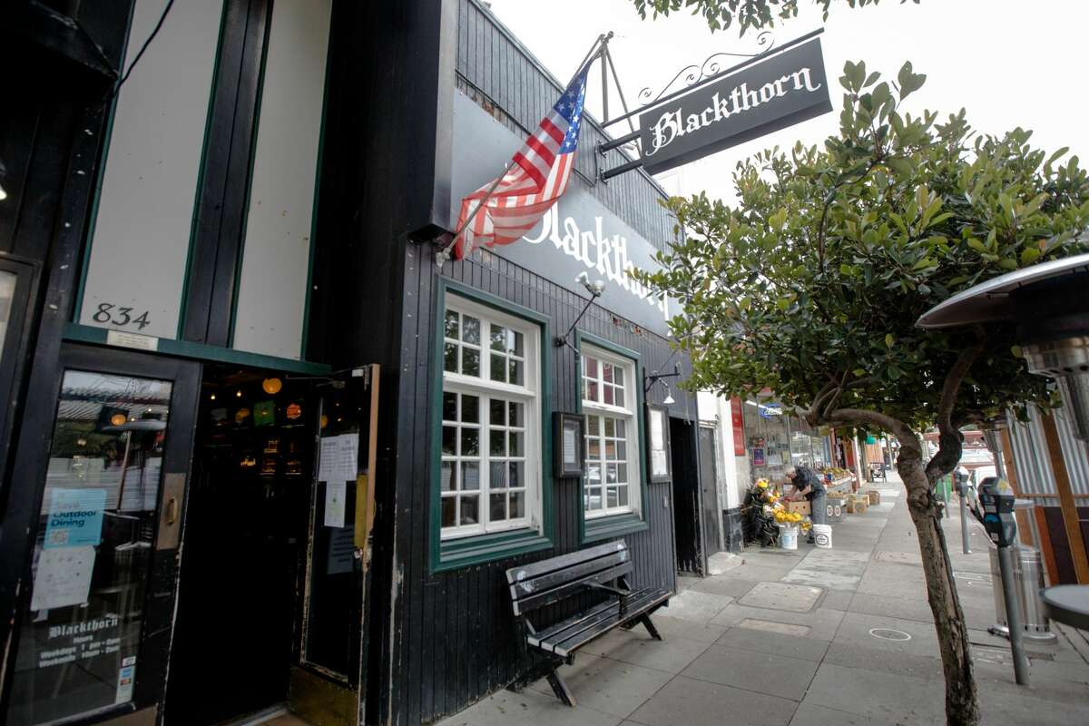 The exterior of Blackthorn Tavern in San Francisco on Sept. 27, 2021.