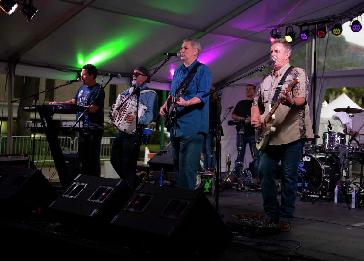 The Bayou Roux band plays at the Ogden stage during the 2020 Conroe Cajun Catfish Festival, Friday, Oct. 9, 2020. Bayou Roux opens the Cajun Stage at the Catfish Festival each year.