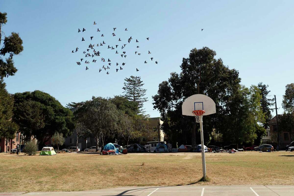People's Park in Berkeley, Calif., on Tuesday, September 28, 2021. UC Berkeley plans to build housing for students and the indigent at People's Park, against the wishes of some opponents, including those who want to preserve the park as it's been for generations.