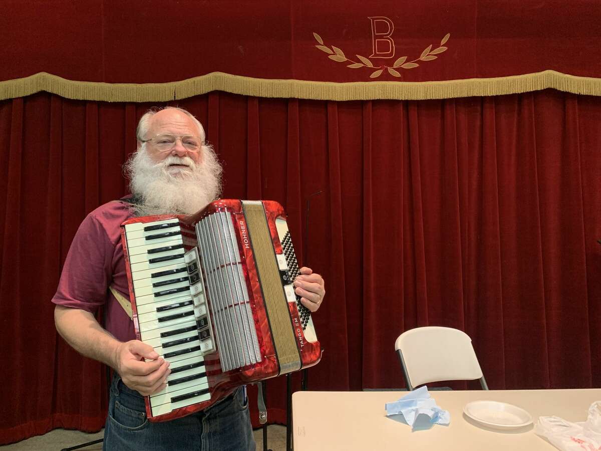 Beethoven music director David Nelson with his accordion.
