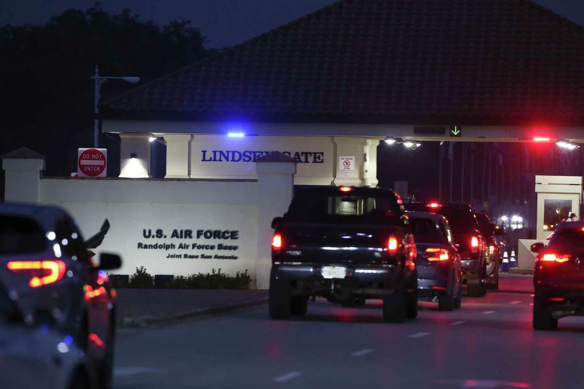Traffic reaches the San Antonio-Randolph Joint Base on Thursday.  A government shutdown would mean no paychecks for more than 75,800 military and civilian workers here.