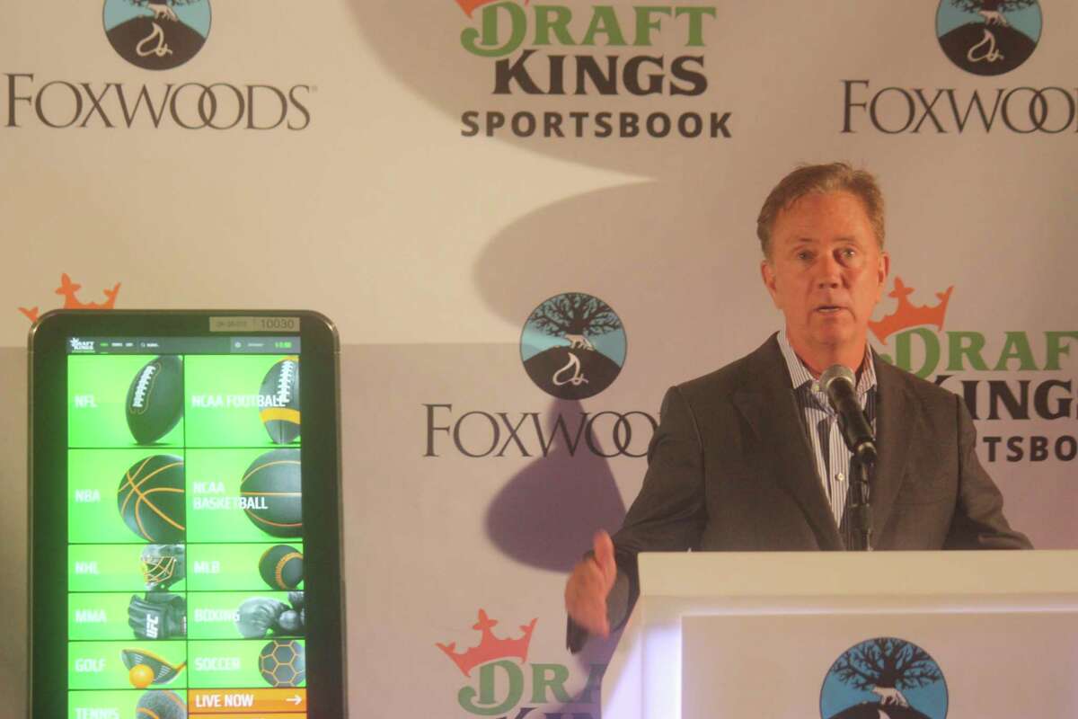Gov. Ned Lamont speaks at the opening of the DraftKings Sportsbook at Foxwoods Casino on Sept. 30.