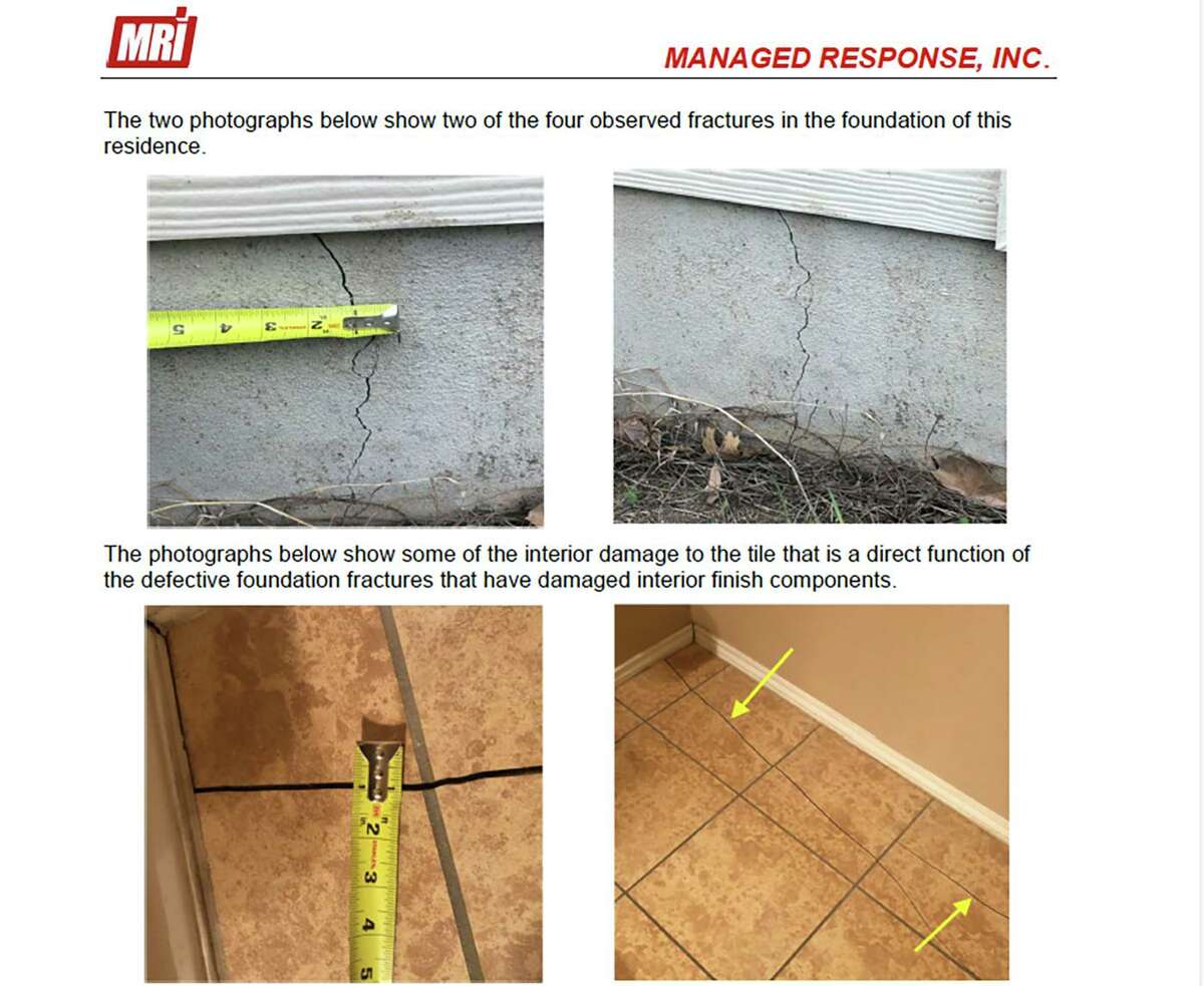 A Sugar Land engineer prepared this report on alleged construction defects at a home in the 9500 block of Lookover Bay in Converse’s Hanover Cove neighborhood. The report was attached to a lawsuit brought by the homeowners against Pulte Homes of Texas, doing business as Centex Homes.