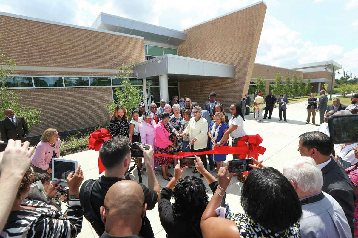 Dignitaries and community leaders participated in the Houston Community College ribbon cutting for its North Forest campus expansion in Houston.