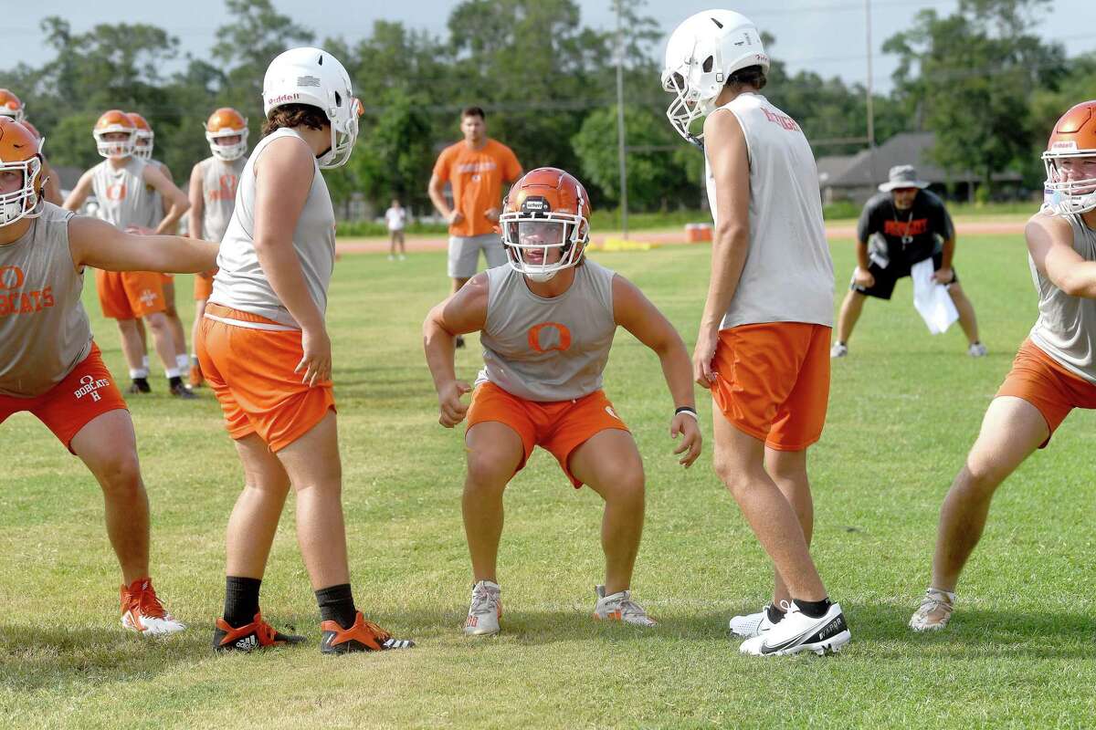 Orangefield gets in evening practice as they prep for the start of the 2021 football season. Photo made Tuesday, August 3, 2021 Kim Brent/The Enterprise