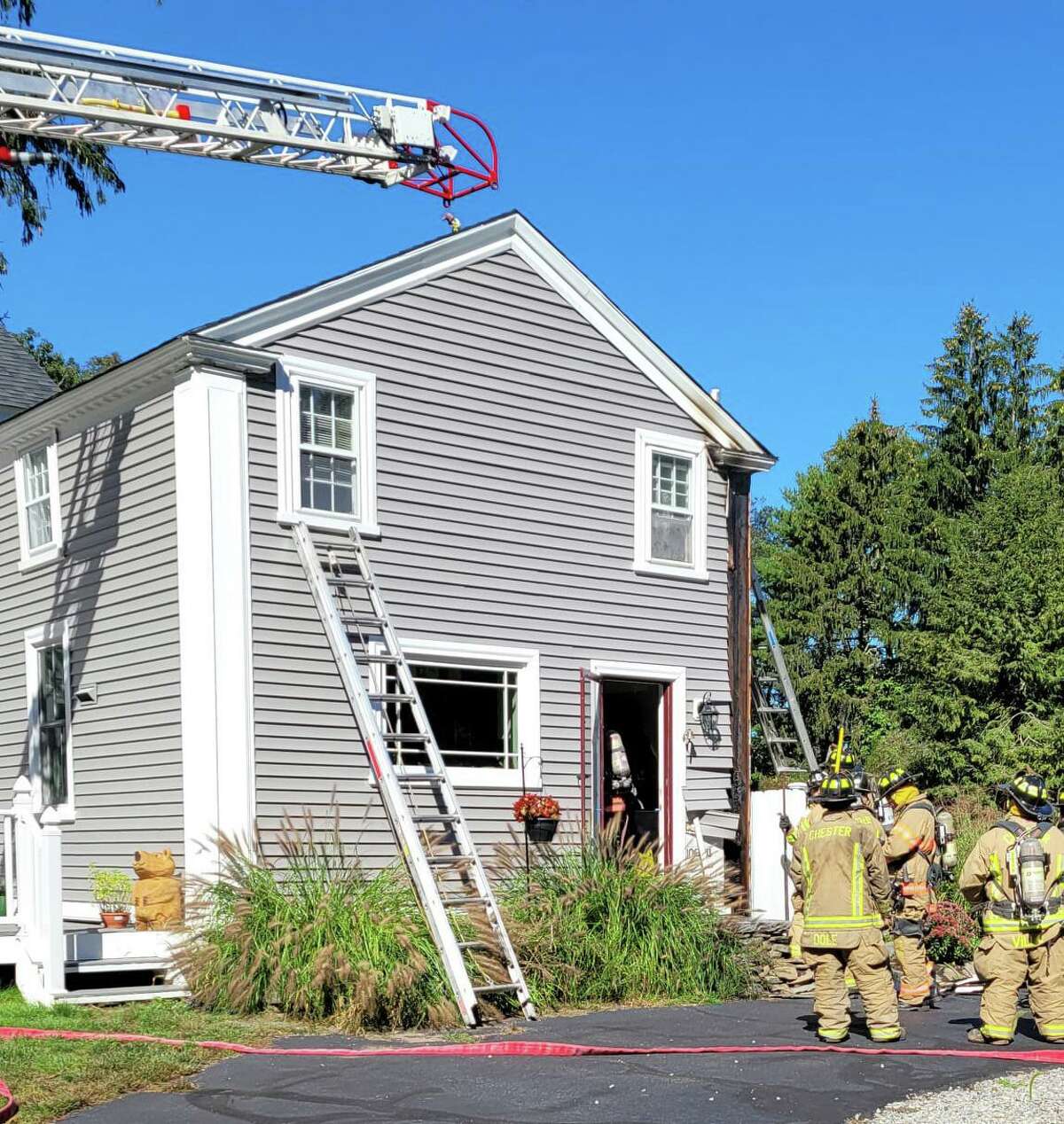 Haddam Volunteer Fire Co., Middletown’s South Fire District and other mutual aid companies helped extinguish a structure fire Wednesday morning on Saybrook Road in Higganum.