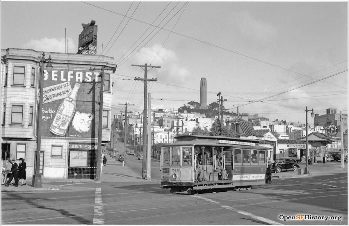 A Belfast Beverage Company advertisement shown near Lombard Street in San Francisco in 1946. 