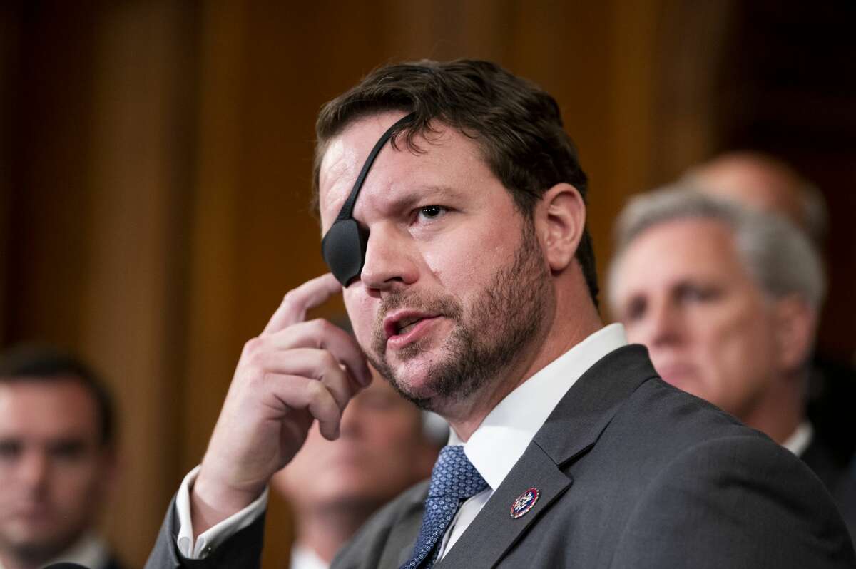 Rep. Dan Crenshaw, R-Texas, speaks during the House Republicans press conference on the U.S. military withdrawal from Afghanistan in the Rayburn Room in the U.S. Capitol on Tuesday, August 31, 2021.