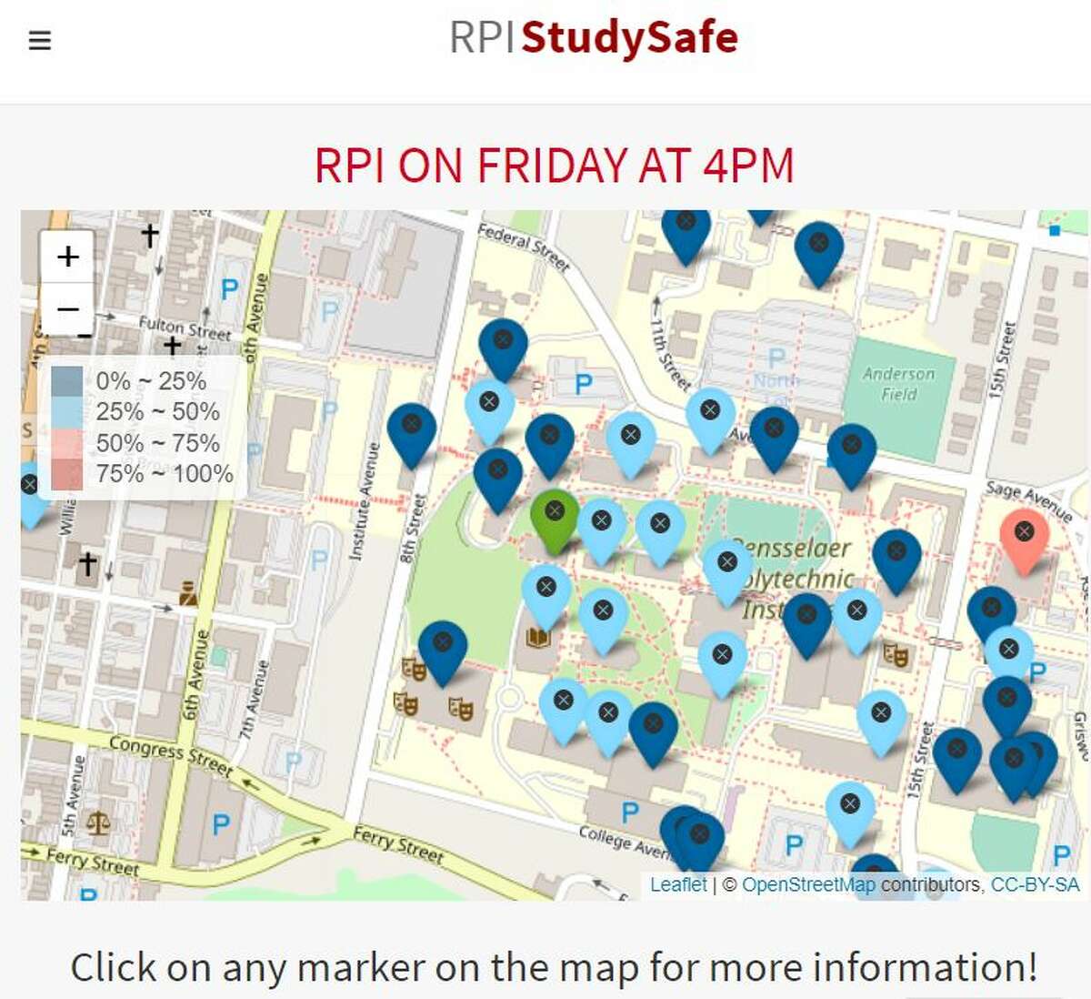 RPI's app provides students a real-time map of study spots that are uncrowded, which pose a lower Covid risk.