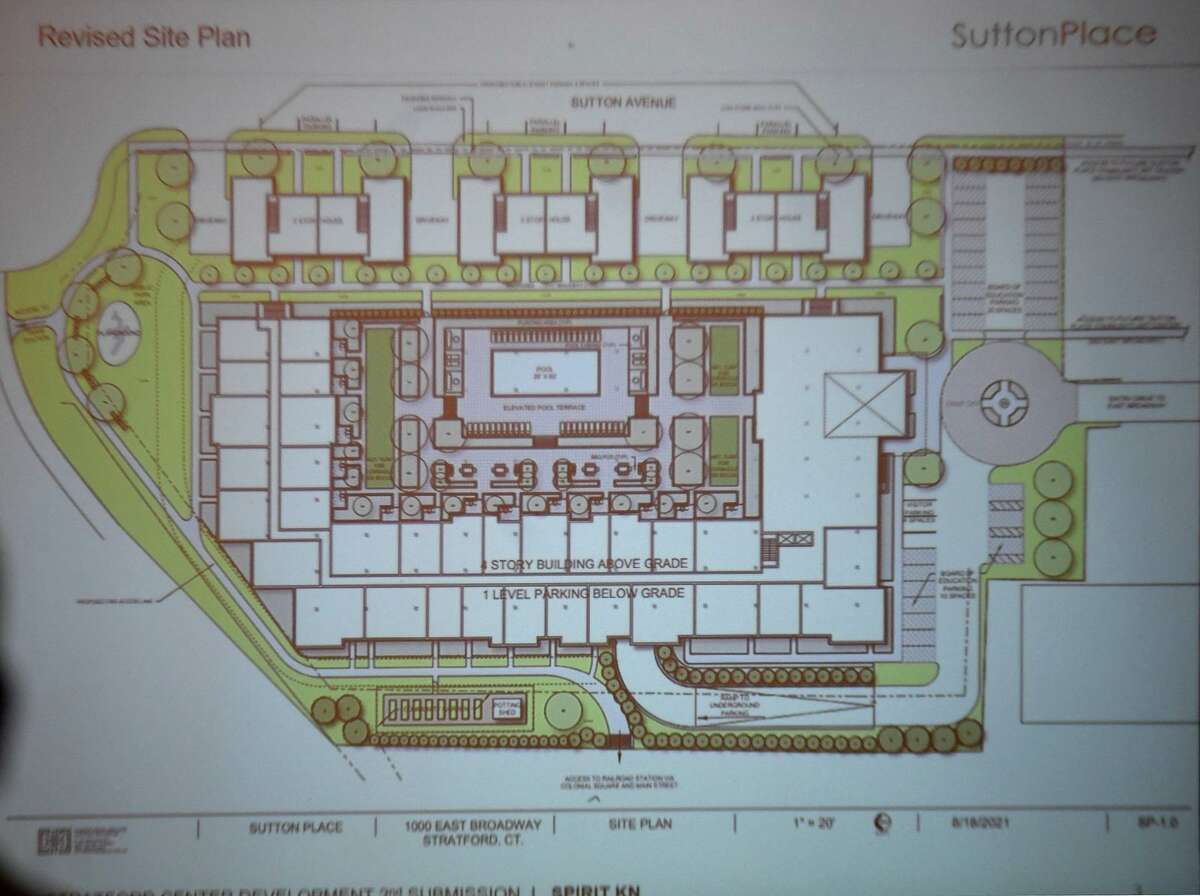 A file photo showing Spirit Investment Partners proposed plans for the Center School redevelopment at Town Hall in Stratford, Conn.