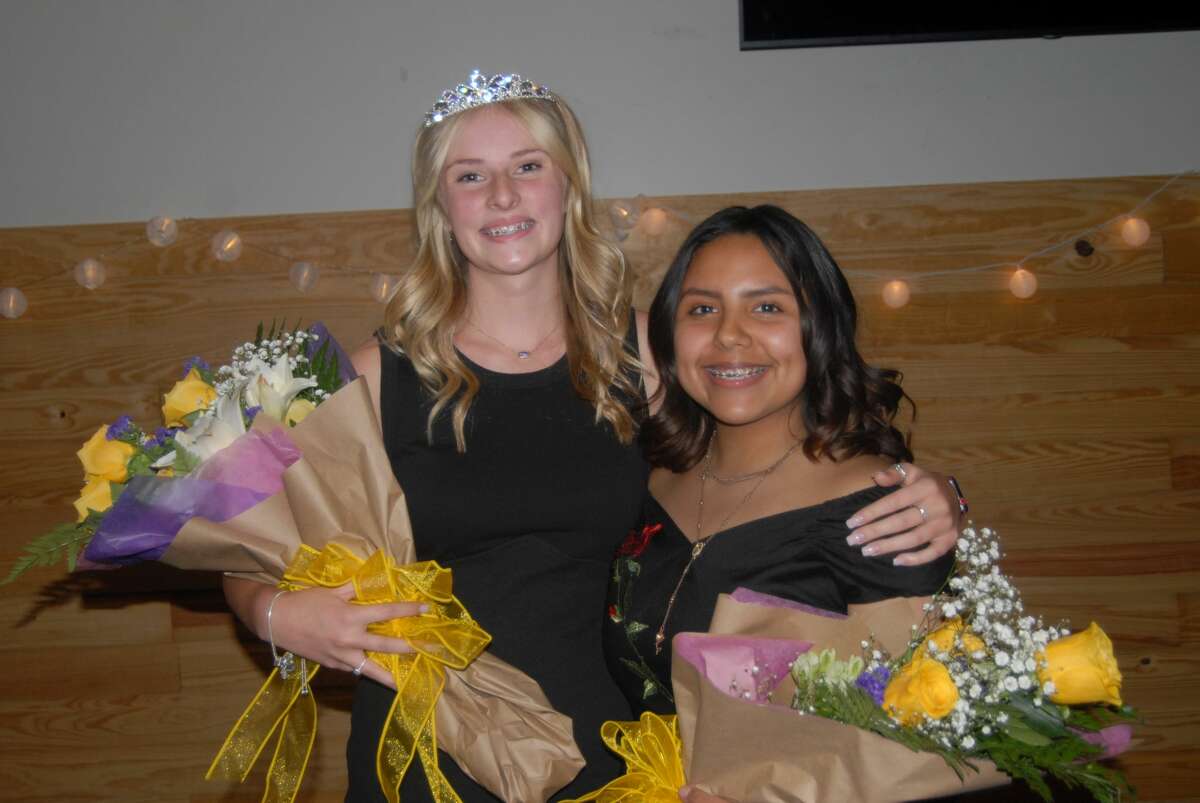 Paige Pierce (left) was crowned new Plainview Lions Club Queen and Esperanza Perez was selected club princess during the organization’s annual Queen’s Contest on Sept. 30 at the Trinity Building on the Wayland Baptist University campus. Both are Plainview High School students. Paige is the daughter of Johnny and Cynthia Pierce and Esperanza is daughter of Micheal and Flor Hill. The club’s outgoing royalty are Queen Kenzi Knippa and Princess Bella Becerra.