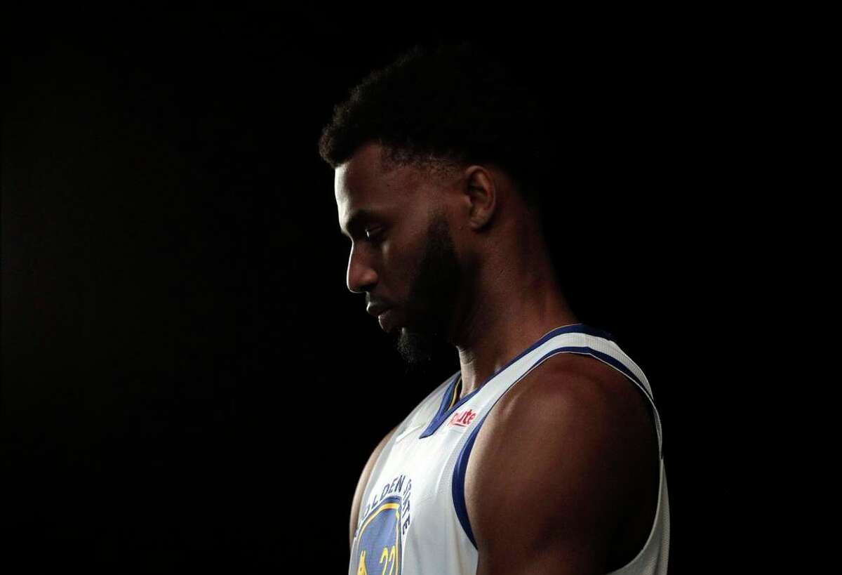 Andrew Wiggins having his portrait made as the Golden State Warriors held their media day for the 2021-22 season at Chase Center in San Francisco, Calif., on Monday, September 27, 2021.