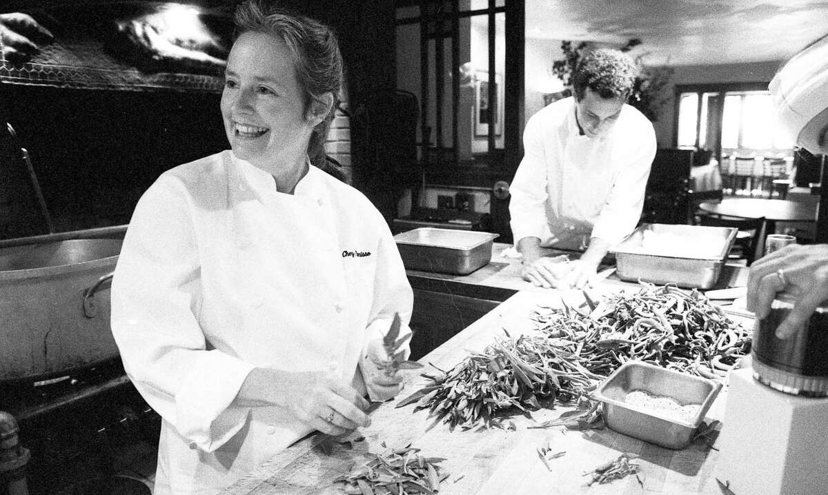 July 11, 1990: Alice Waters prepares dinner at Chez Panisse restaurant in Berkeley.