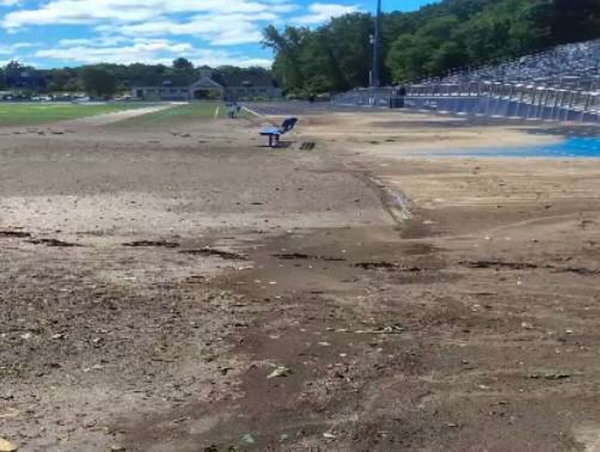 The Veterans Memorial Stadium Track directly after the storm in September.