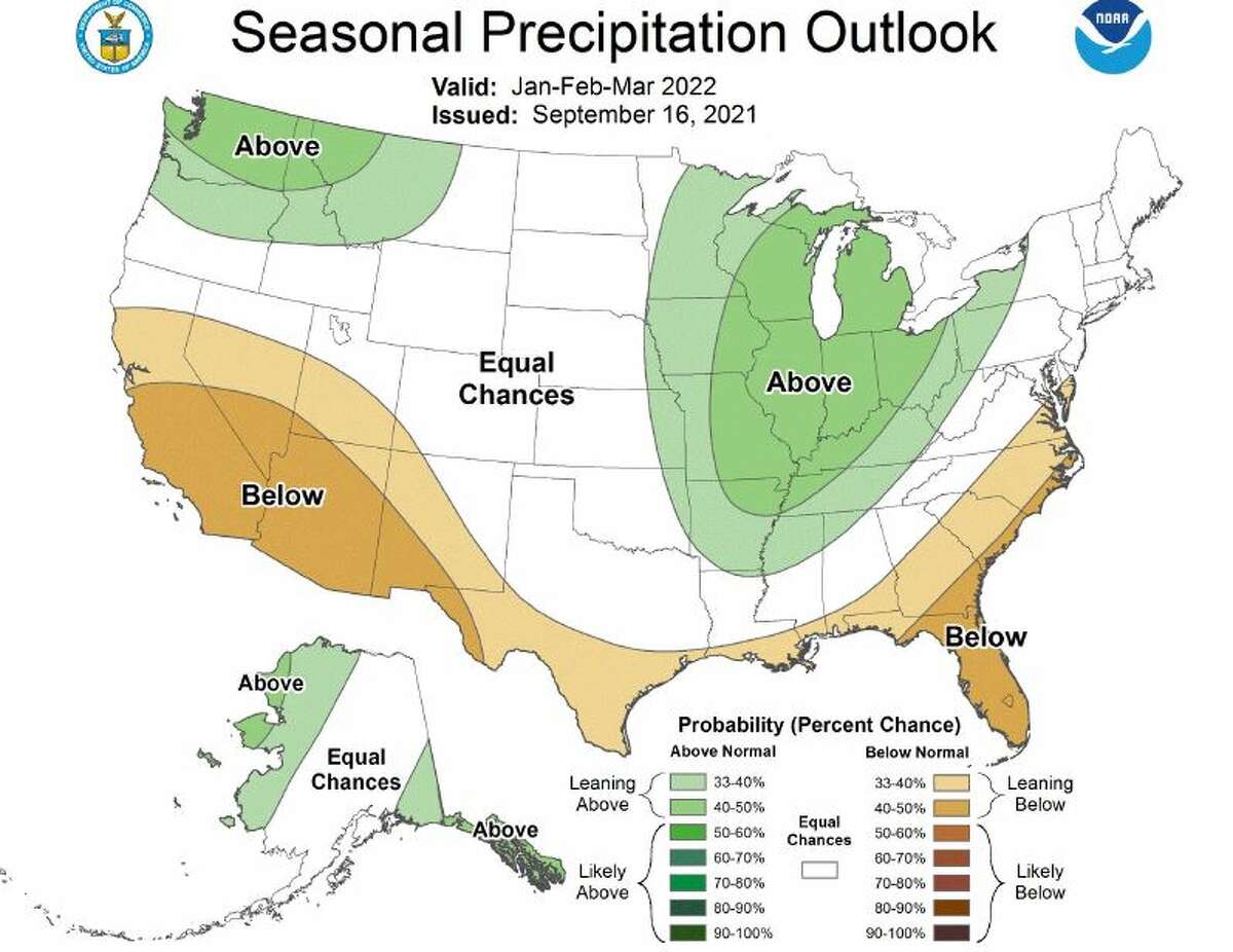 Seasonal precipitation forecast for early 2022.