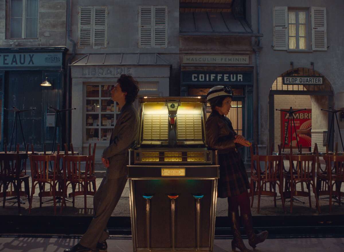 Timothée Chalamet and Lyna Khoudri in "The French Dispatch."