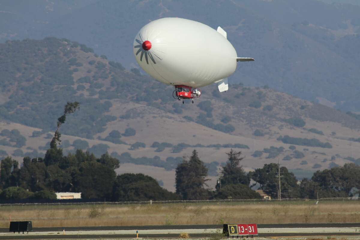 An LTA Research airship was spotted landing at the Salinas Municipal Airport on Sunday, October 3, 2021.