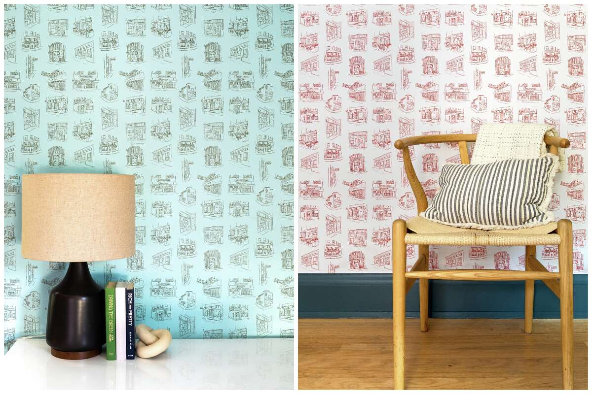 Iconic San Francisco restaurants and businesses featured on a wallpaper collaboration with Yelp and Chasing Paper.
