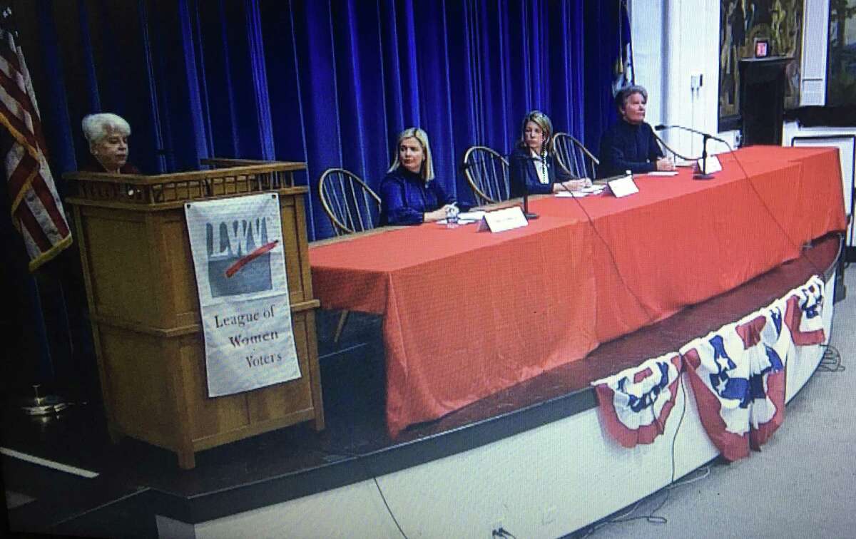 Those running for first selectman in town were among the offices included in the Darien League of Women Voters' candidates' night on Oct. 5, 2021.