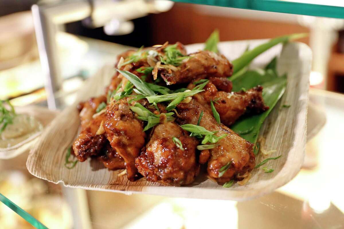 Adobo wings from Wings & Woks, a new wok-cooked wings menu available at the Chase Center in San Francisco.