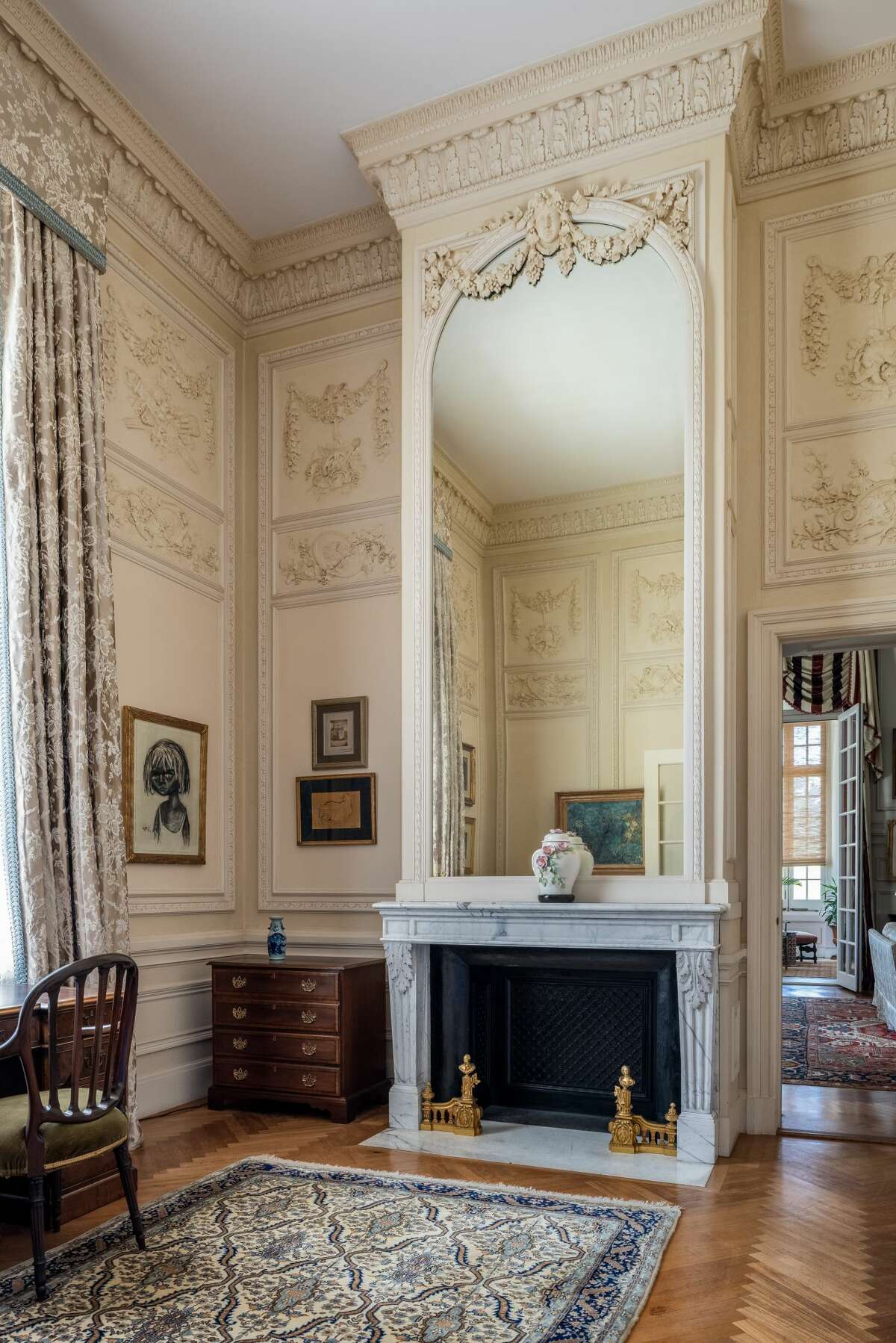 The home on 408 North Street in Greenwich, Conn. is designed to be a replica of the Petit Trianon residence on the grounds of Versailles.