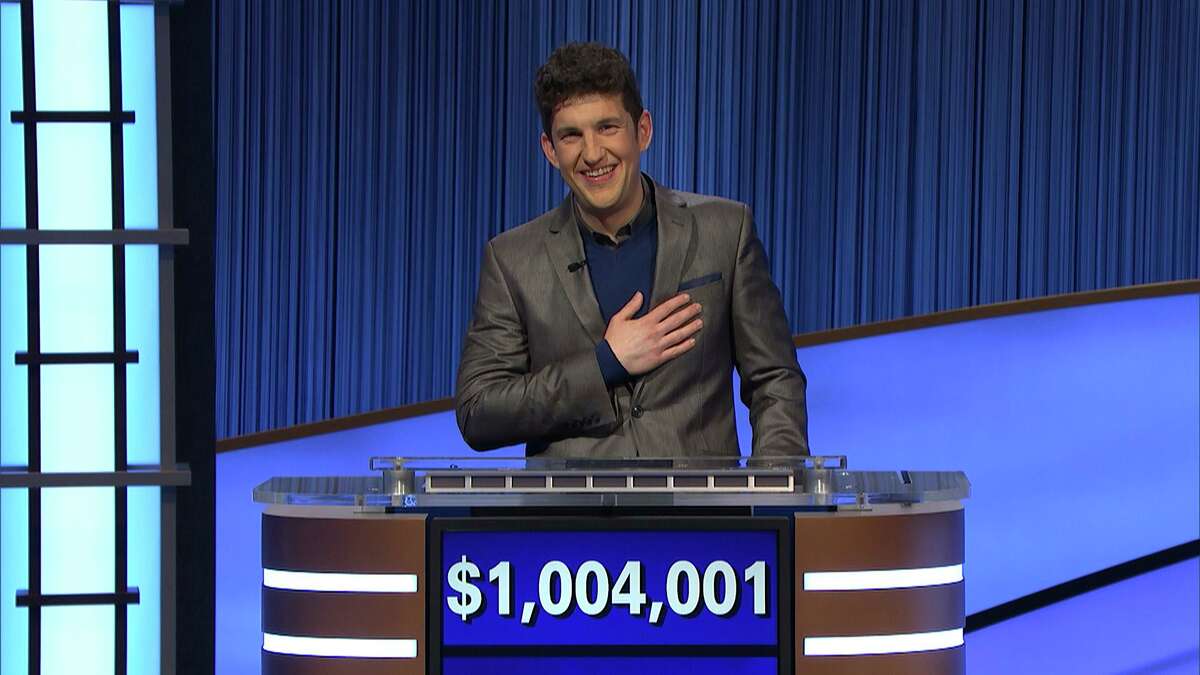 “Jeopardy!” contestant Matt Amodio after his total win amount was announced, Friday, Sept. 24, 2021. Amodio is a fifth-year computer science Ph.D student at Yale University.