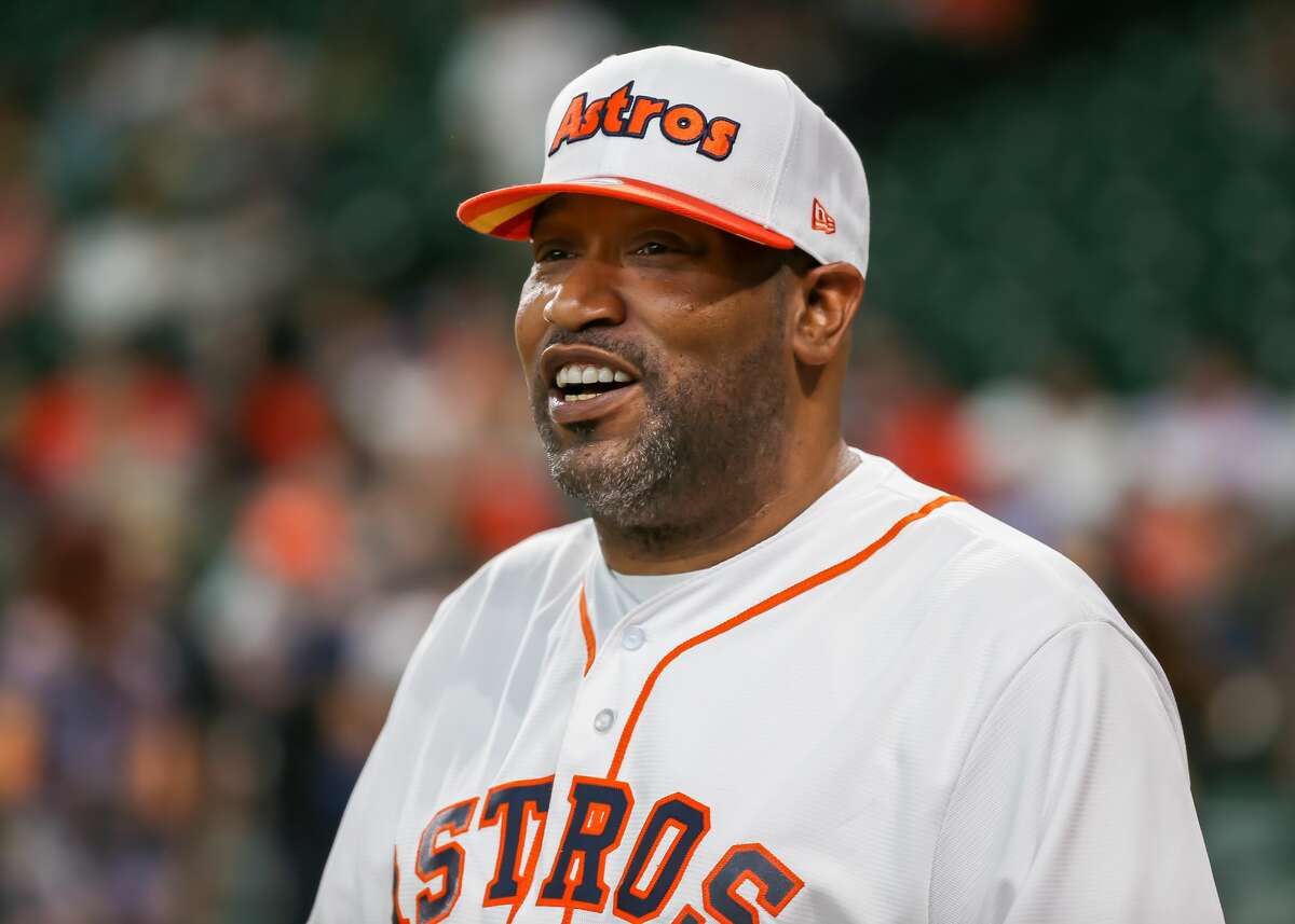 Rapper Bun B prepares to throw a ceremonial pitch during the baseball game between the Seattle Mariners and Houston Astros at Minute Maid Park on September 5, 2019.