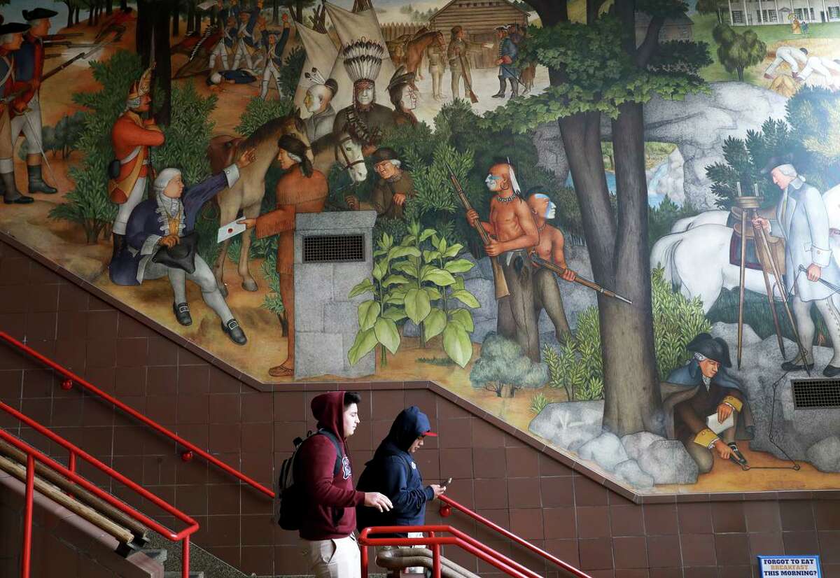 The San Francisco school board will appeal a Superior Court judge’s ruling blocking the district’s effort to cover a controversial mural depicting the life of George Washington. The historic murals at George Washinton High School depict the treatment of American Indians and African Americans, among other topics.