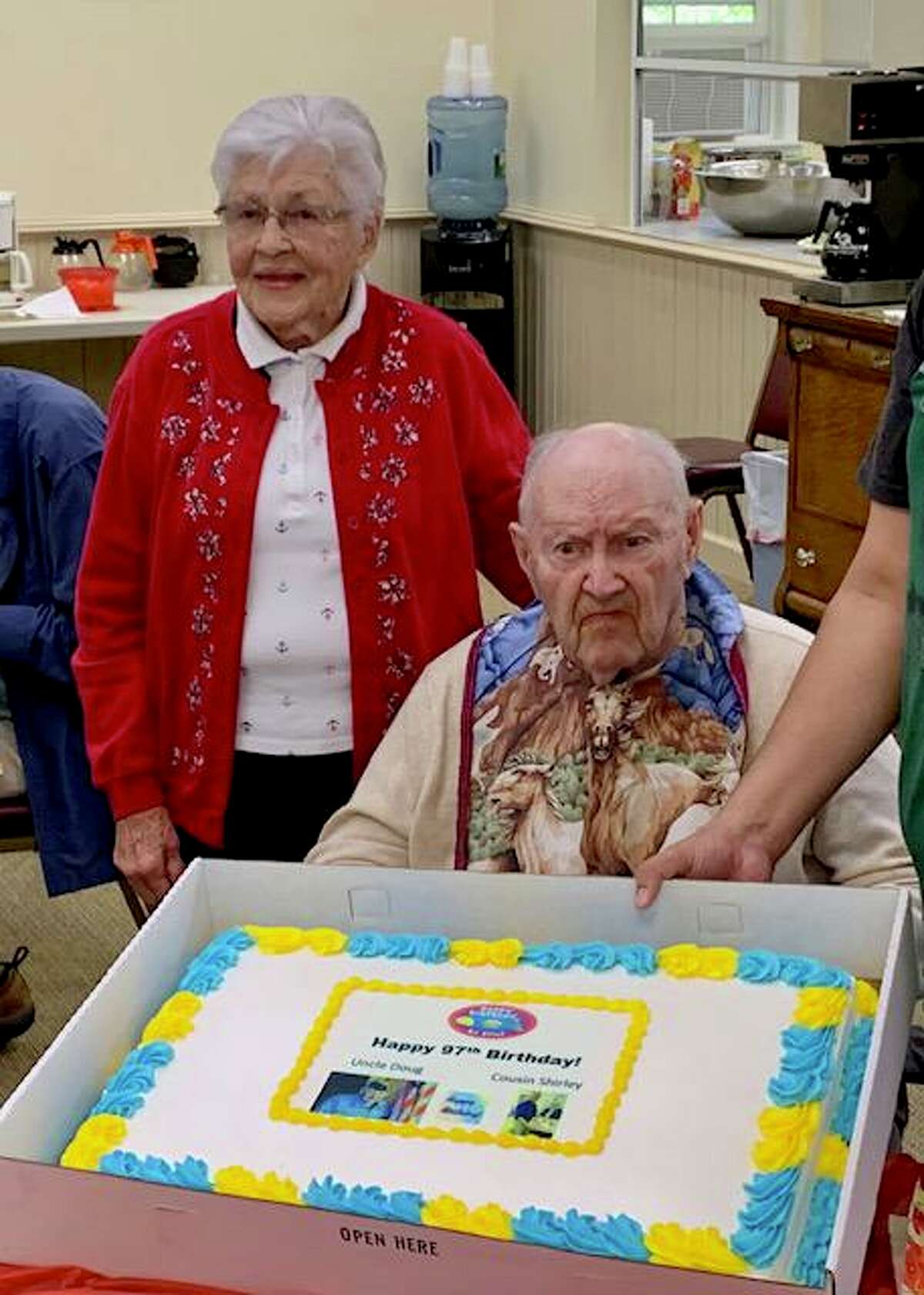 Lifelong Barkhamsted resident Doug Roberts and Winsted resident Shirley Moore were both feted with a joint birthday party celebration at the Barkhamsted Senior Center hosted by Lorraine Paul and Dave Roberts.