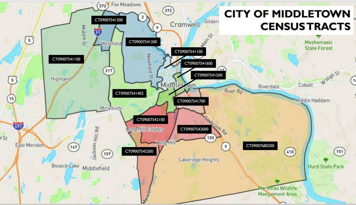 The city of Middletown has 12 census tracts, which the health office uses to track the number of COVID-19 vaccines in each area. Personnel further break these down into age groups.
