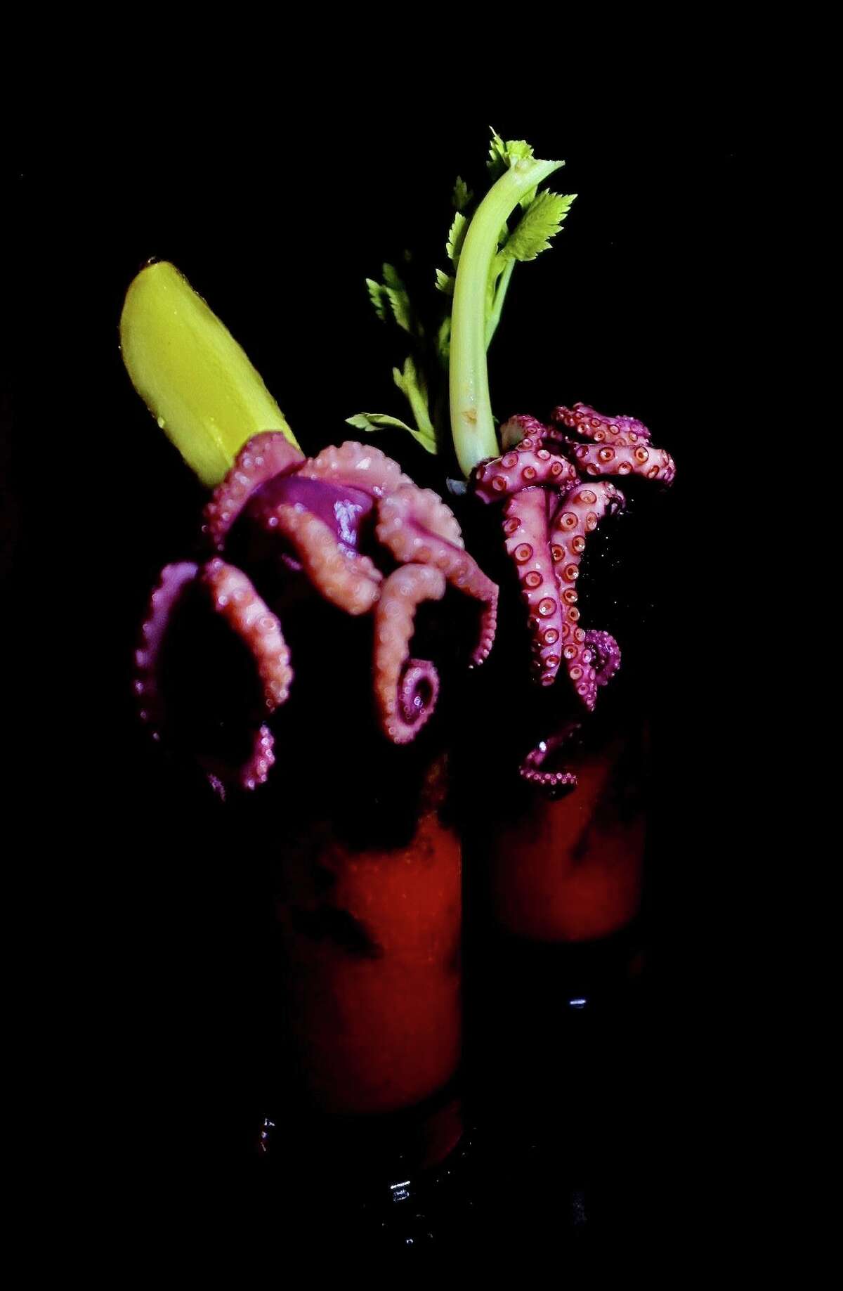 The Ursula, a special Bloody Mary at Norwalk's RHK Seafood Boil + Bar, features vodka, kimchi, horseradish, squid ink and tomato juice capped with grilled octopus. It's on special Oct. 25 to Oct. 31 for Halloween.