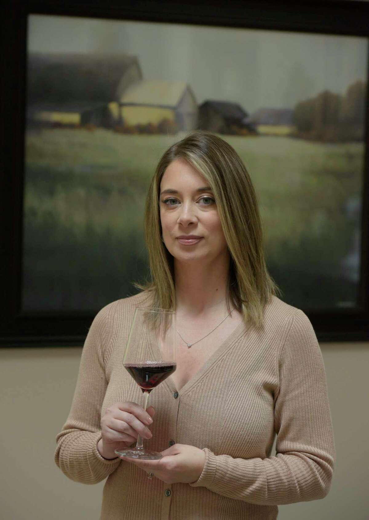 Jillian Fontana, of Ridgefield, is a certified sommelier. Fontana leads wine tastings, both private and corporate. Thursday, Oct. 7, 2021, in Ridgefield, Conn.