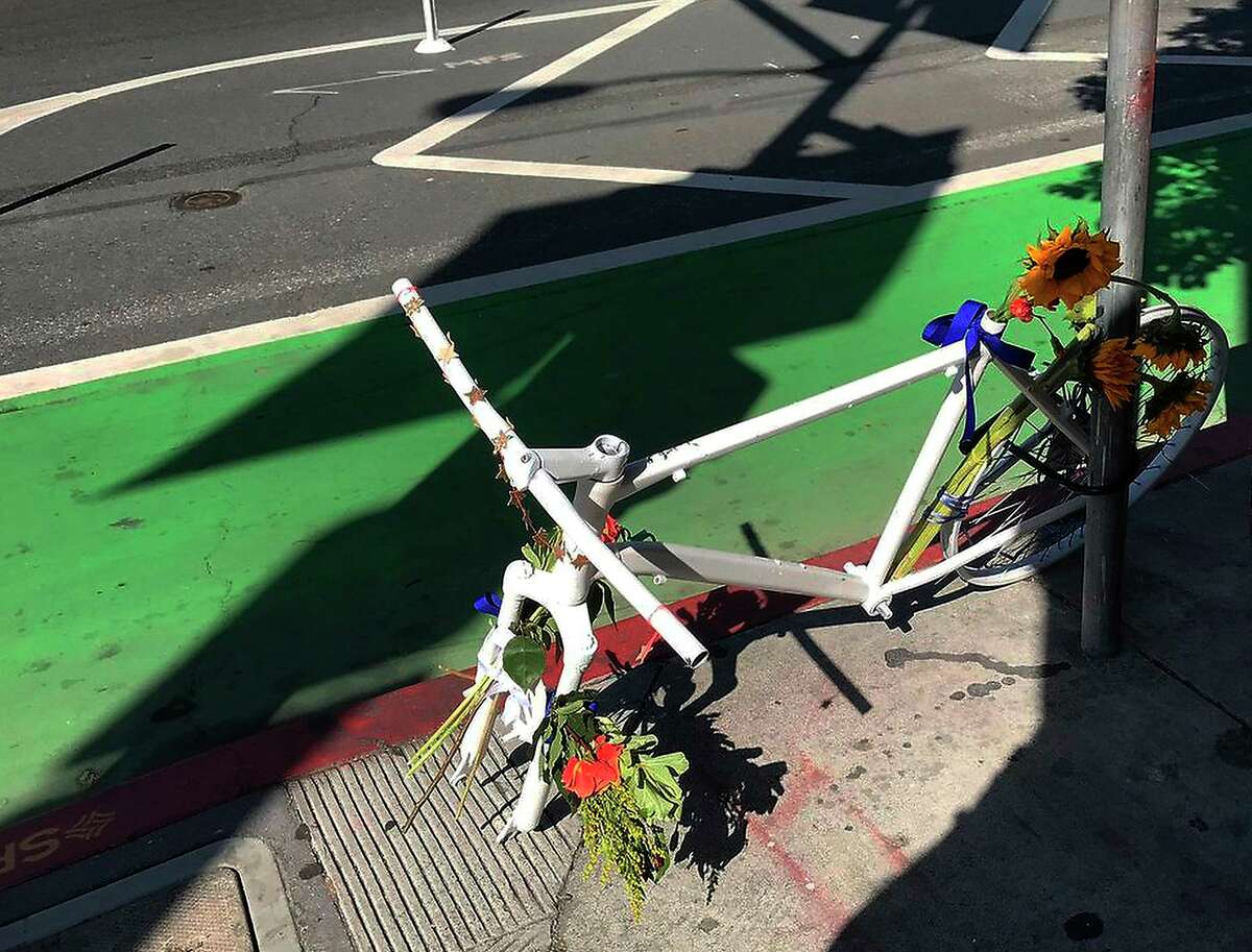 The front tire was stolen off a memorial honoring Kate Slattery, a cyclist killed by a motorist.