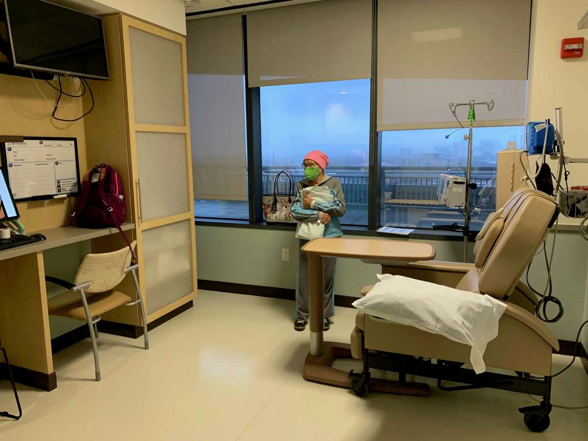 The 96-year-old Tennie Ivy receives her one and only blood transfusion and her fourth chemotherapy treatment at Houston Methodist Cancer Center in the Texas Medical Center. She recuperated fully before heading to South Carolina for her grandson's wedding.